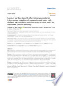 Lack of cardiac benefit after intramyocardial or intravenous injection of mesenchymal stem cell-derived extracellular vesicles supports the need for optimized cardiac delivery