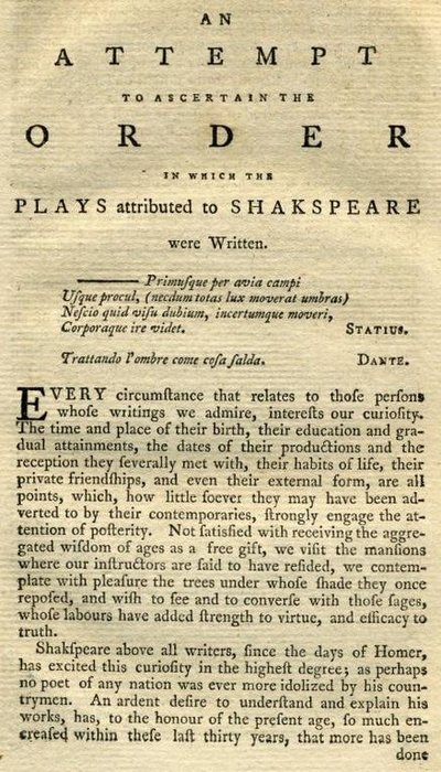 Chronology Of Shakespeare's Plays
